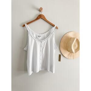 J.Crew | NWT Ruffle Trim Button Front Tank Ocean Air Blue | Sz XXL